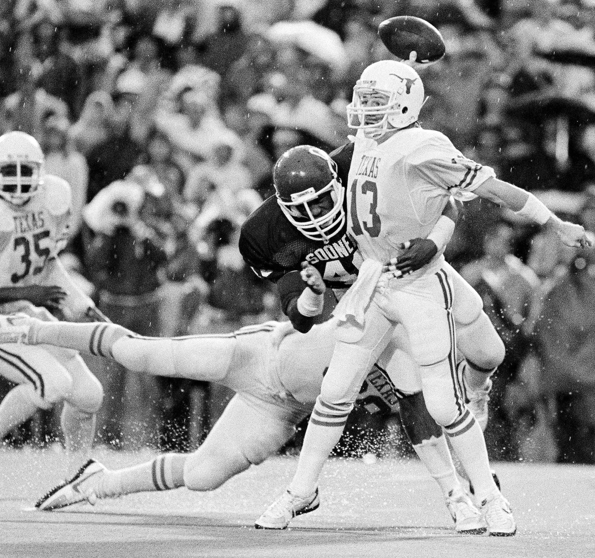 Todd Dodge in the rain at the Cotton Bowl, 1984.