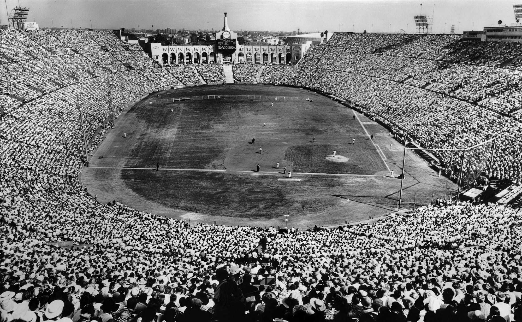 The Los Angeles Memorial Coliseum during the 1959 World Series, when crowds topped 92,000.