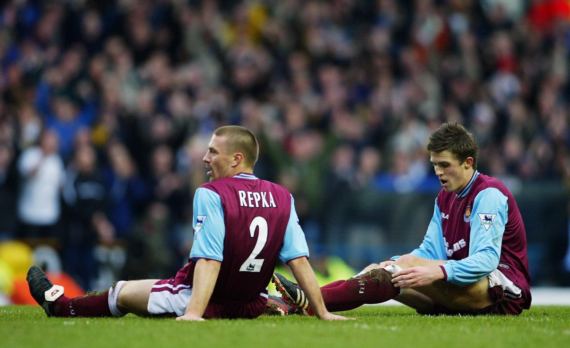 West Ham's Tomas Repka (2) and a teammate during the 2002-03 season.