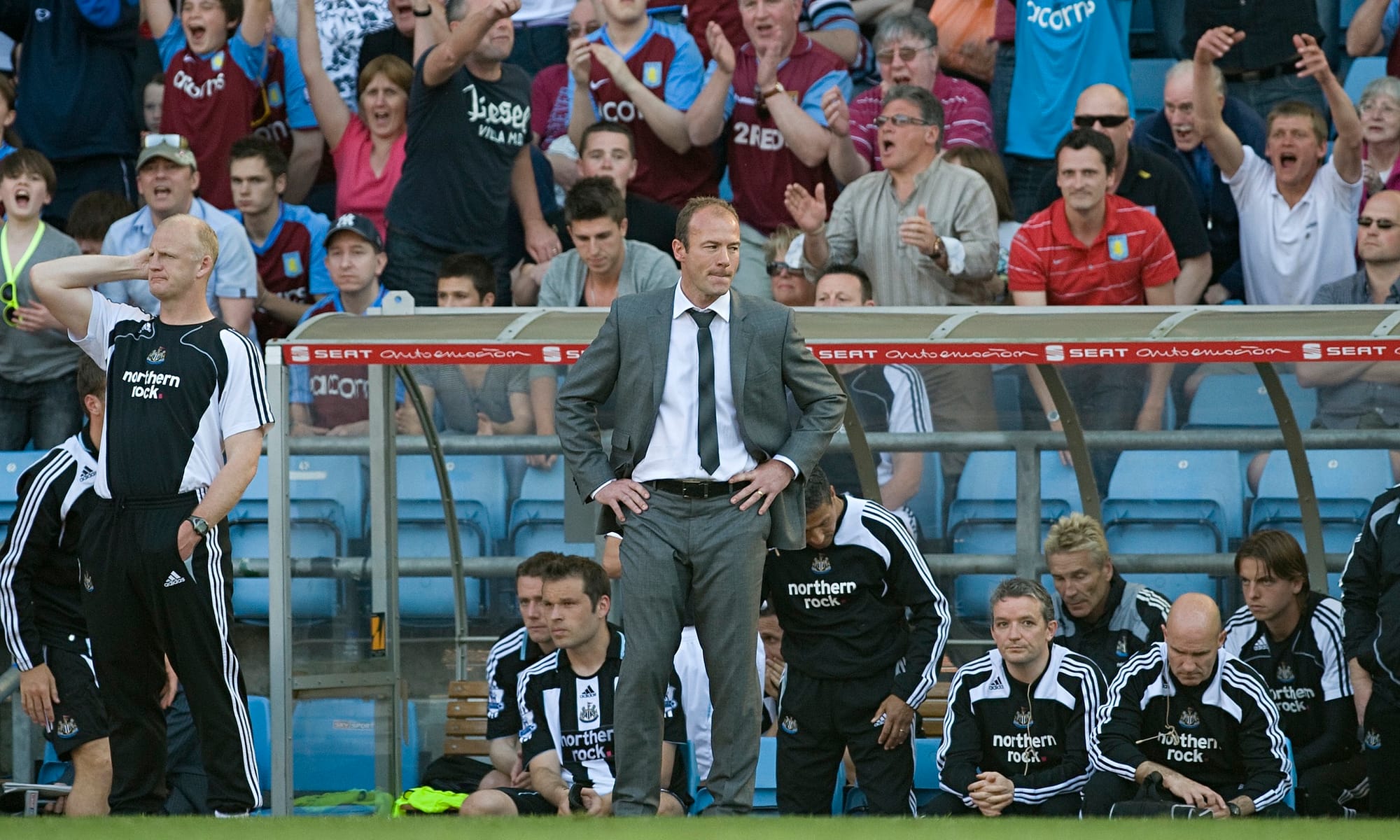 Alan Shearer on the touchline at Villa Park, May 24, 2009.