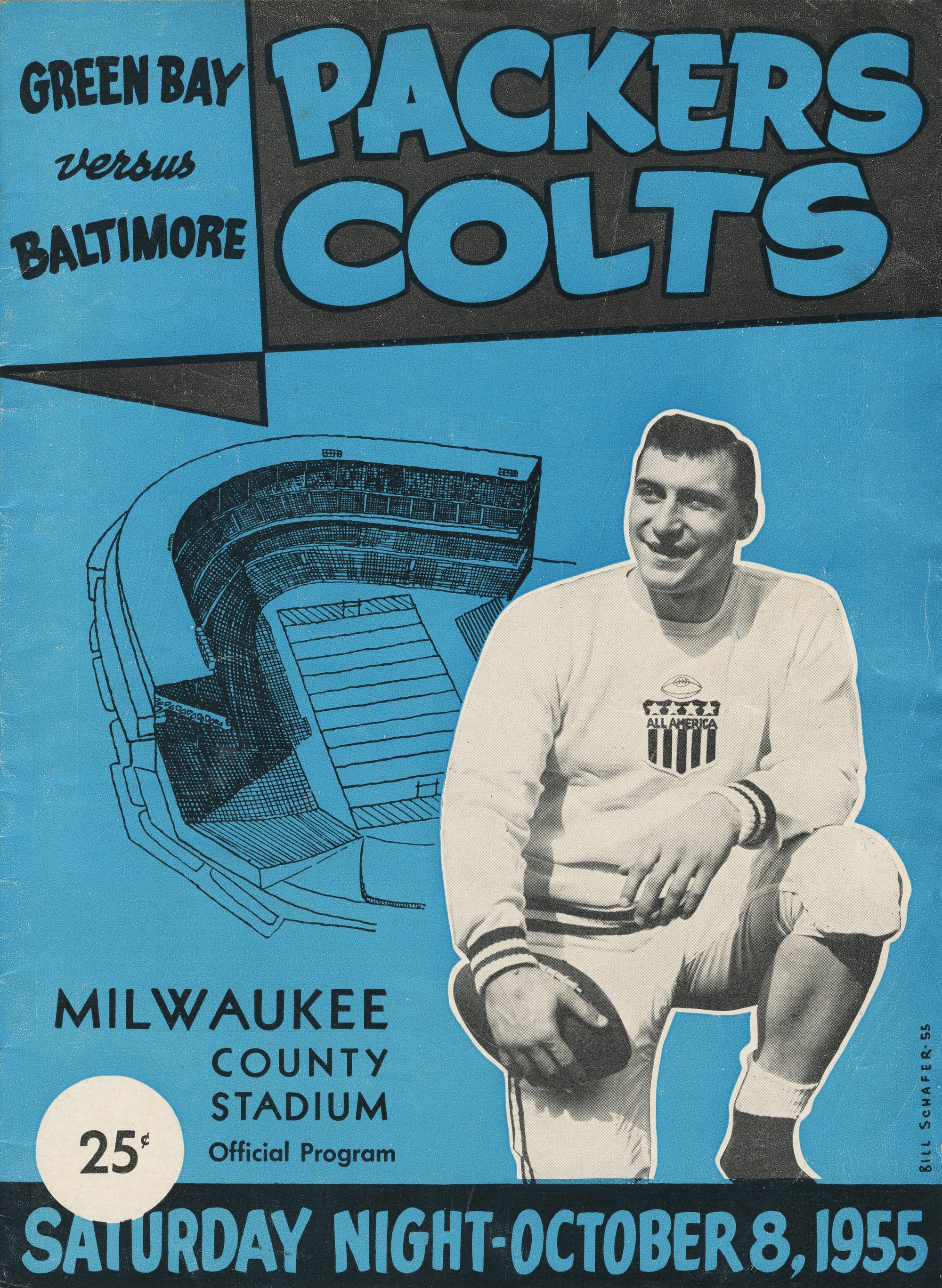 The program from a Packers-Colts game at County Stadium, Oct. 8, 1955.