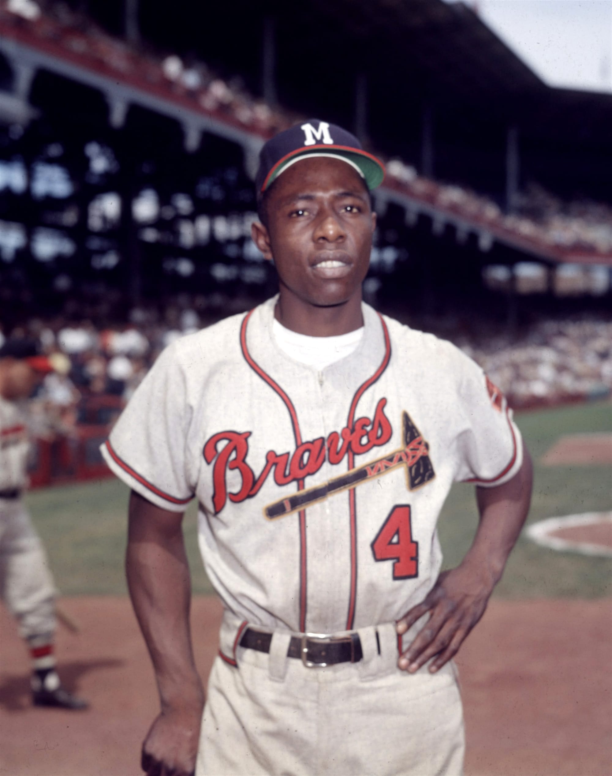 Hank Aaron as a Milwaukee rookie, 1954.