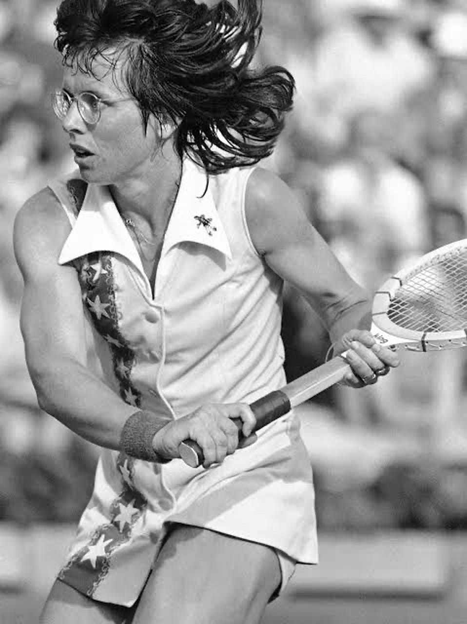 King on court in the 1970s.