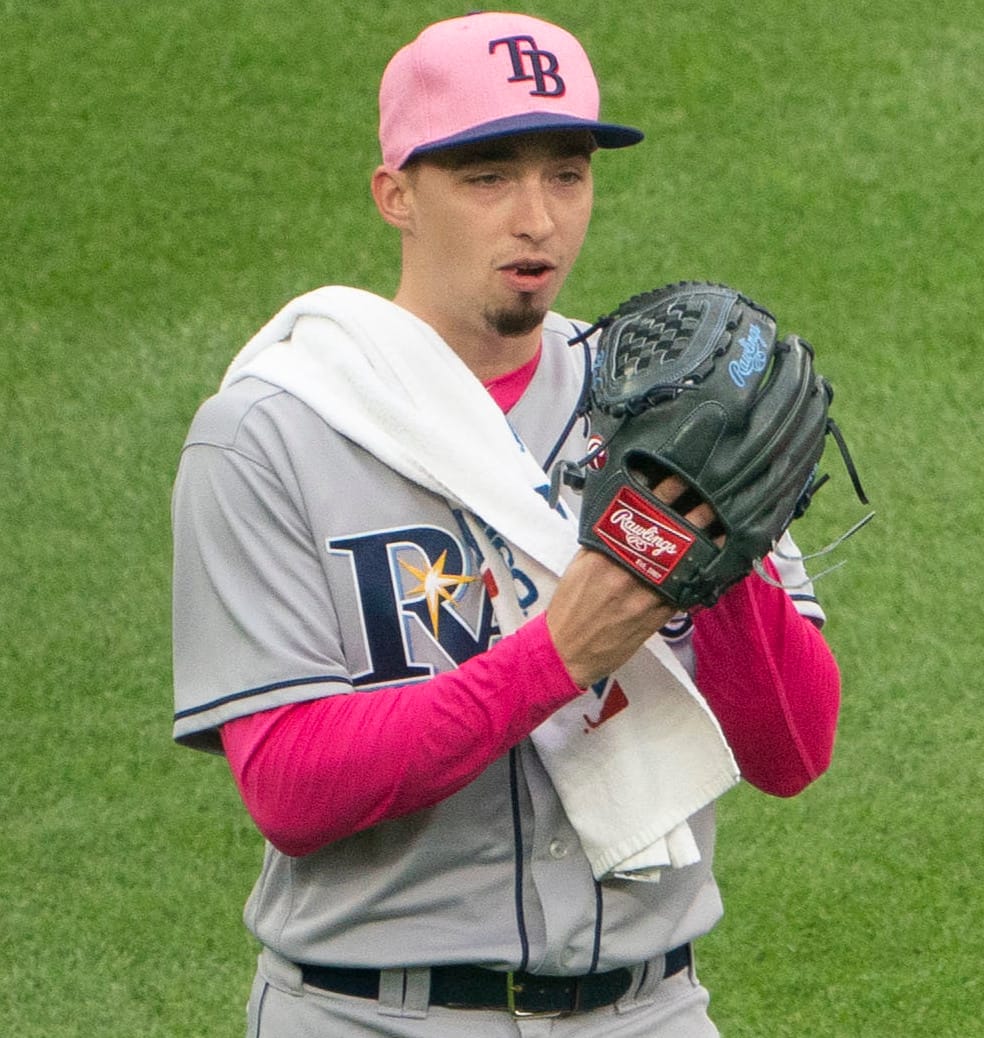 Blake Snell in 2018, the year he won the Cy Young. (Photo: Keith Allison, CC BY-SA 2.0, via Wikimedia Commons)