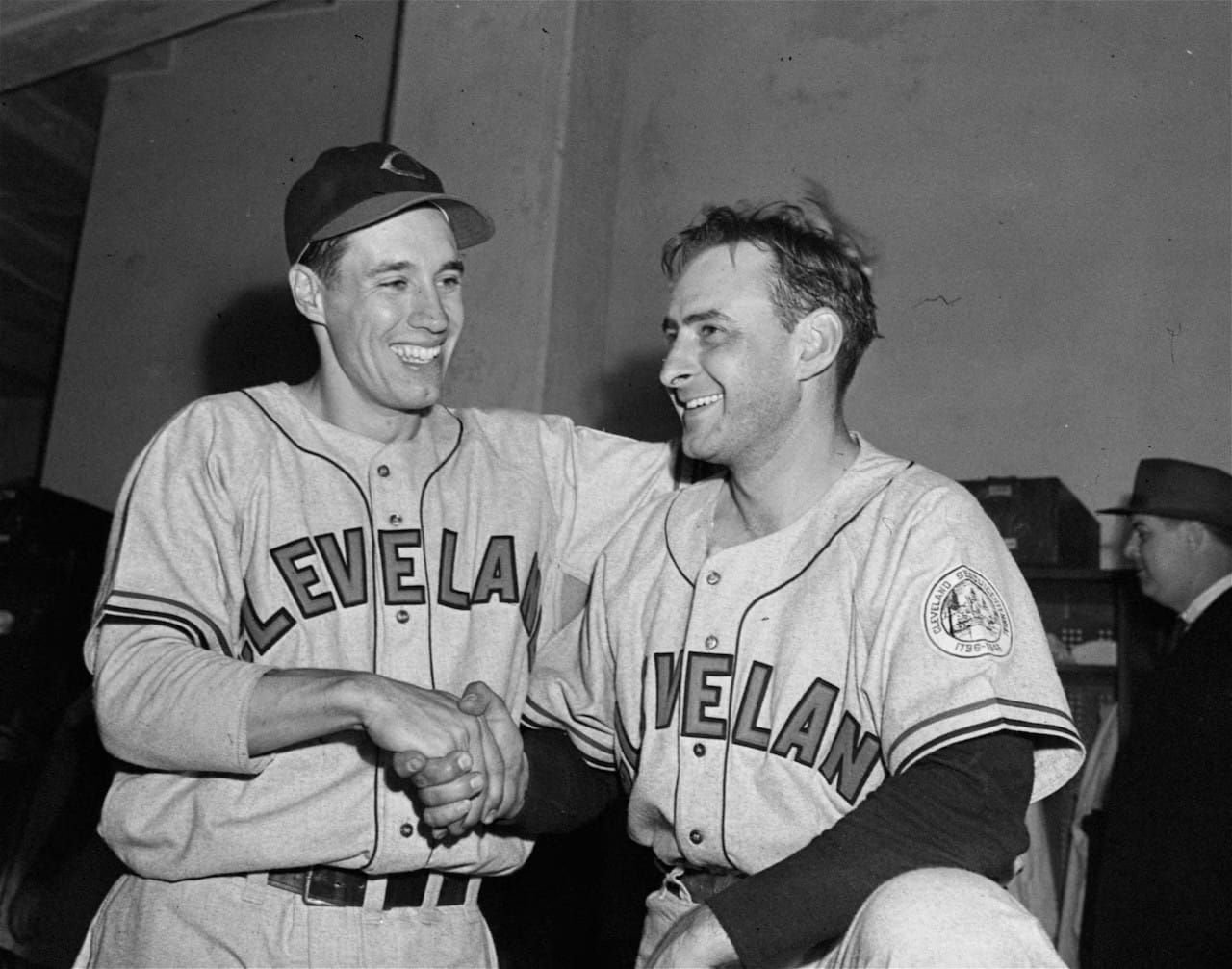Feller and a Cleveland teammate.
