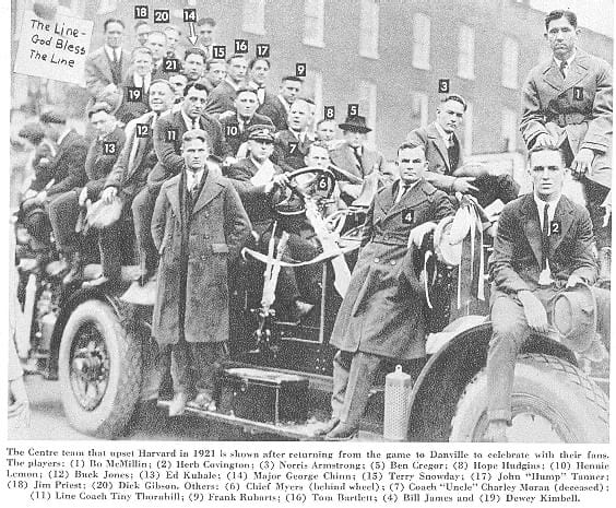Centre players back in Danville after the Harvard game.