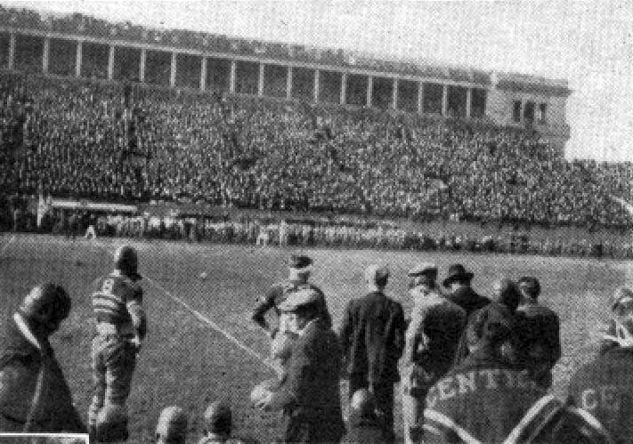 The Centre bench at Harvard Stadium, Oct. 29, 1921.