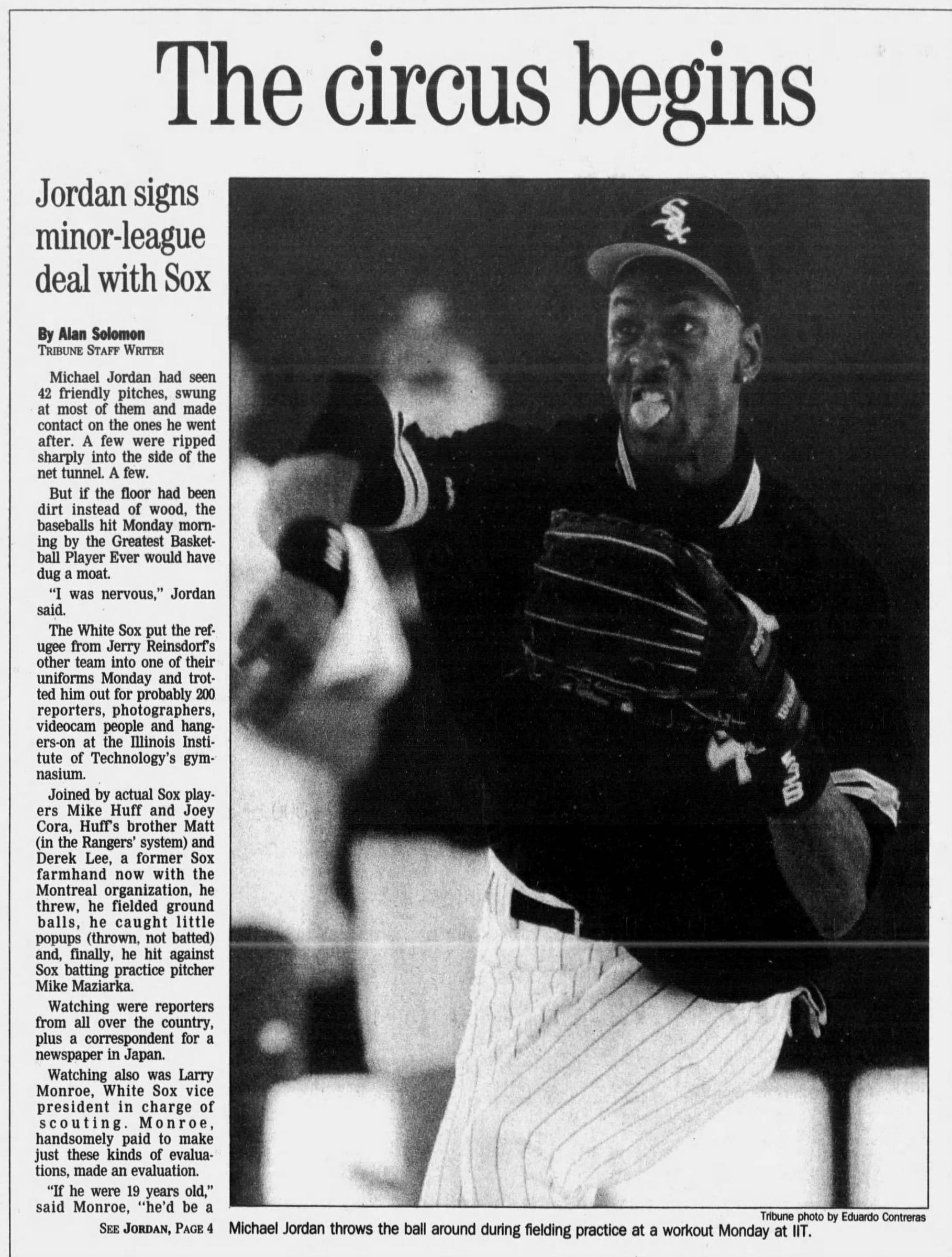 The Chicago Tribune, Feb. 8, 1994: "The circus begins." (Tribune photo by Eduardo Contreras)