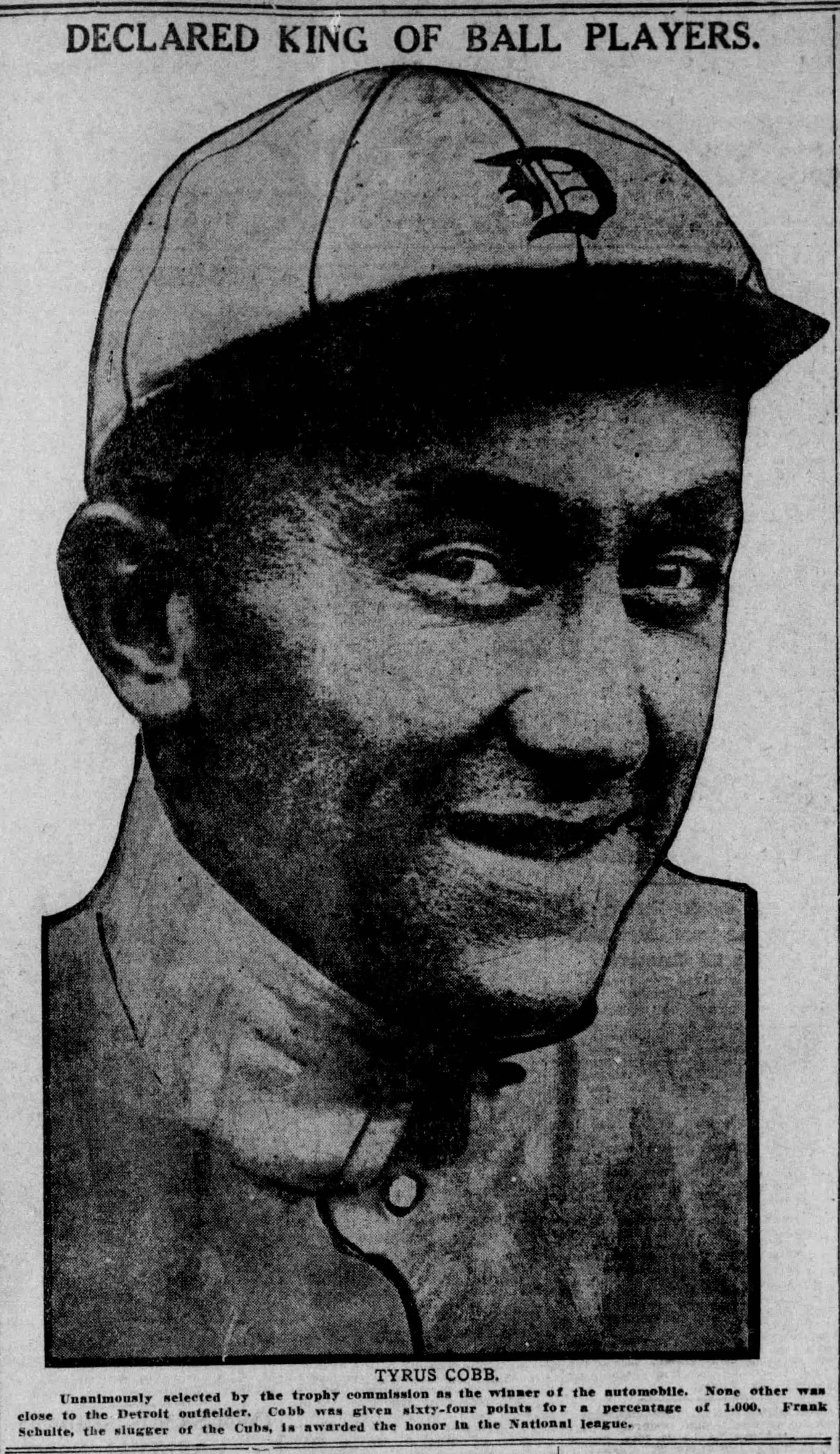 Detroit Free Press, Oct. 12, 1911: "Declared King of Ball Players."