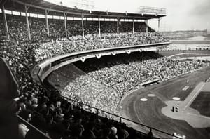 County Stadium, full, in the Braves' Milwaukee years.