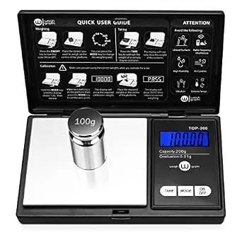 A 0.01-gram pocket scale.