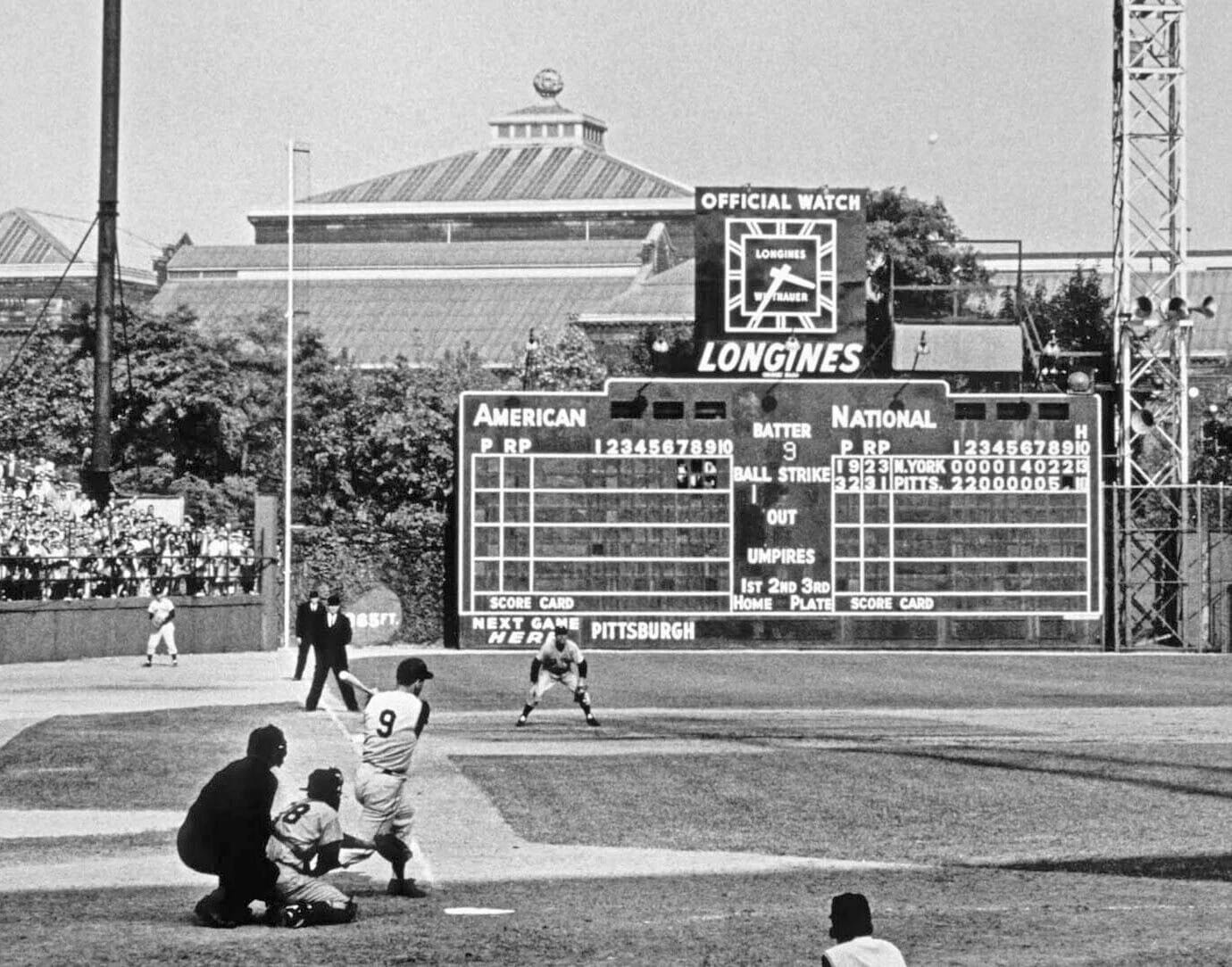 Forbes Field, with Mazeroski (9) at the plate.