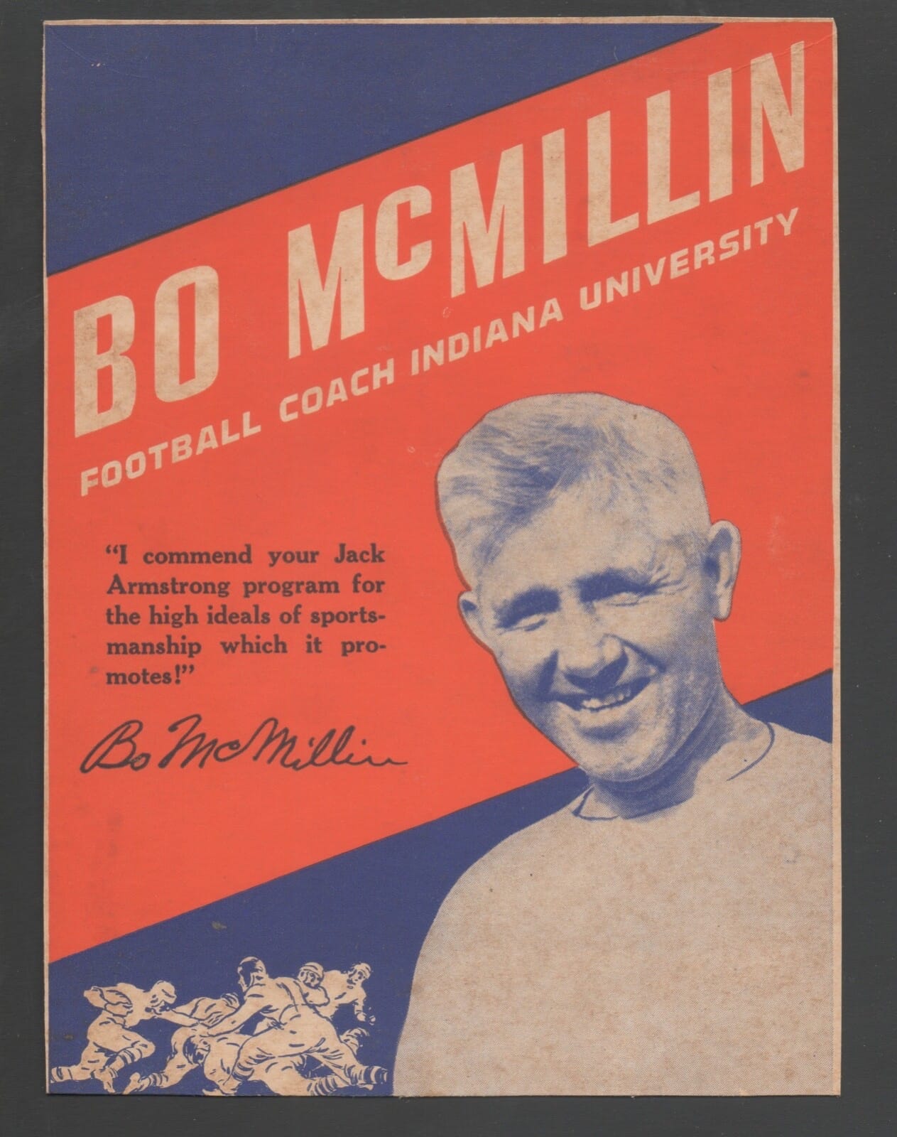 McMillin as Indiana’s coach on a 1936 Wheaties panel.