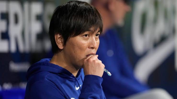 Ippei Mizuhara in the Dodgers dugout.