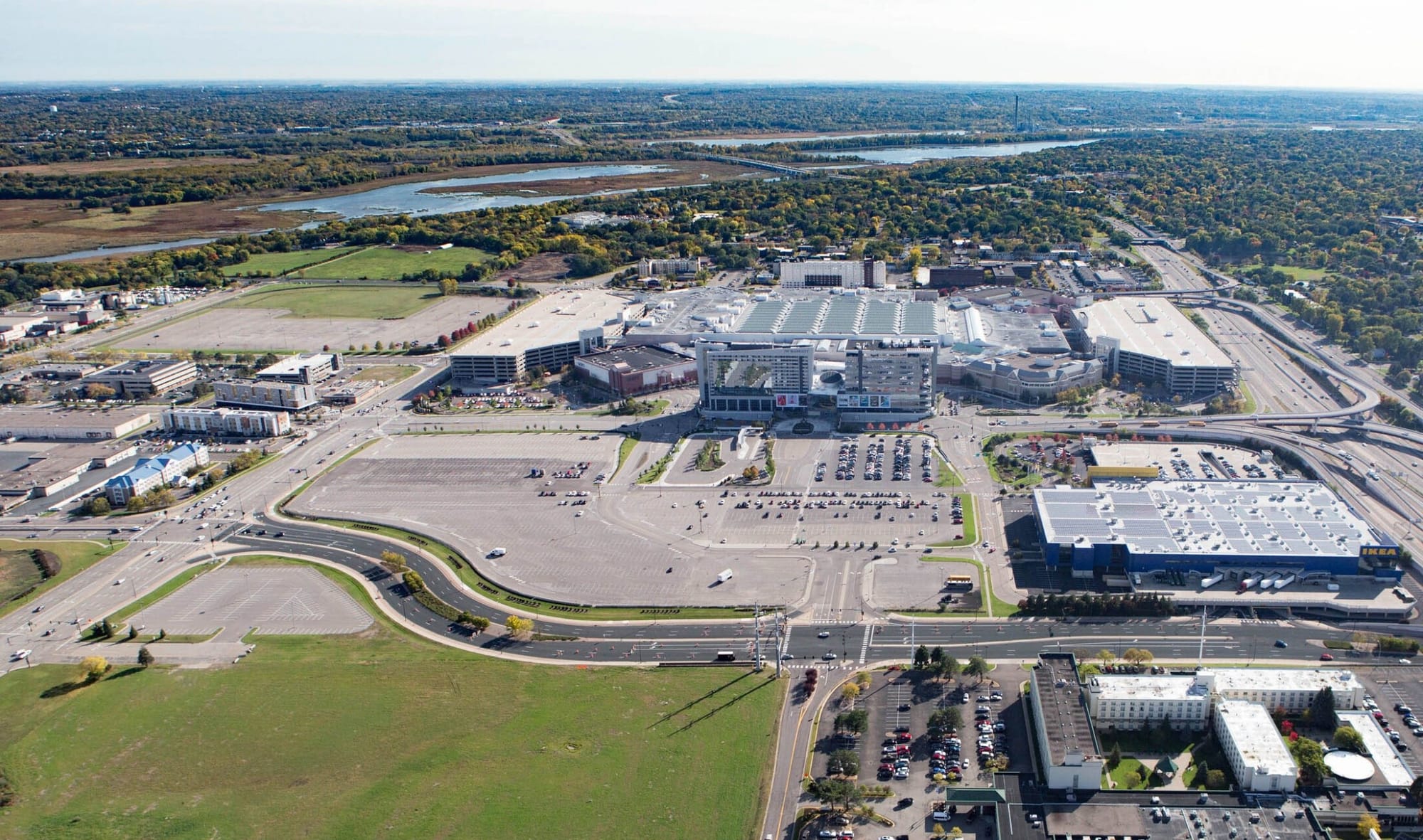 The Mall of America, on the former site of Metropolitan Stadium.
