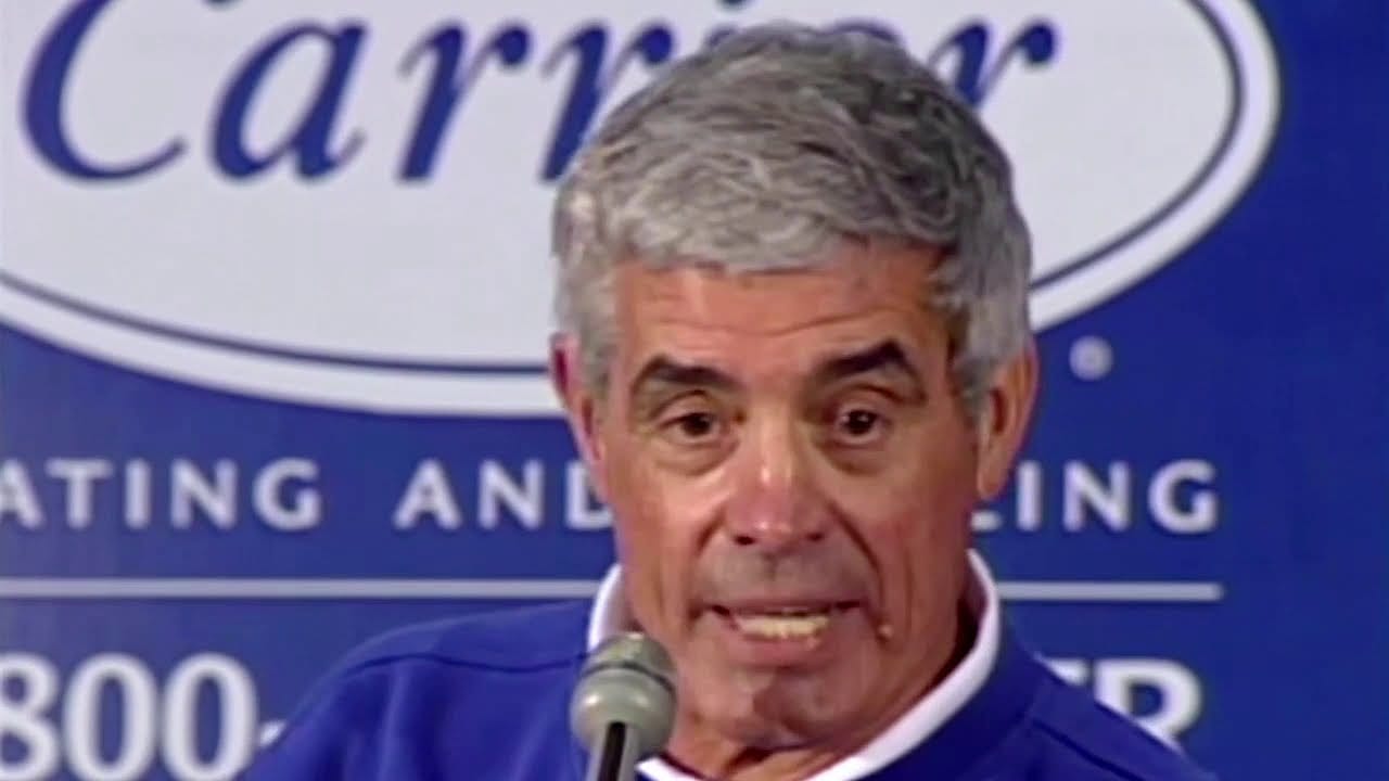 Jim Mora at the podium.