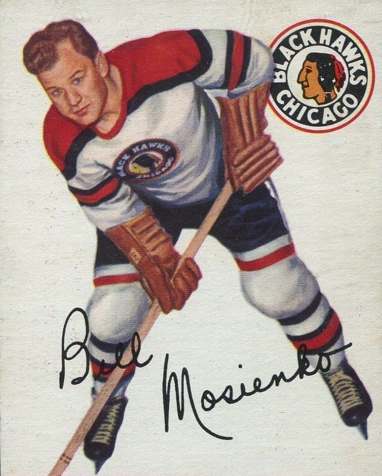 Bill Mosienko on his 1954 Topps card. (Public domain, via Wikimedia Commons)