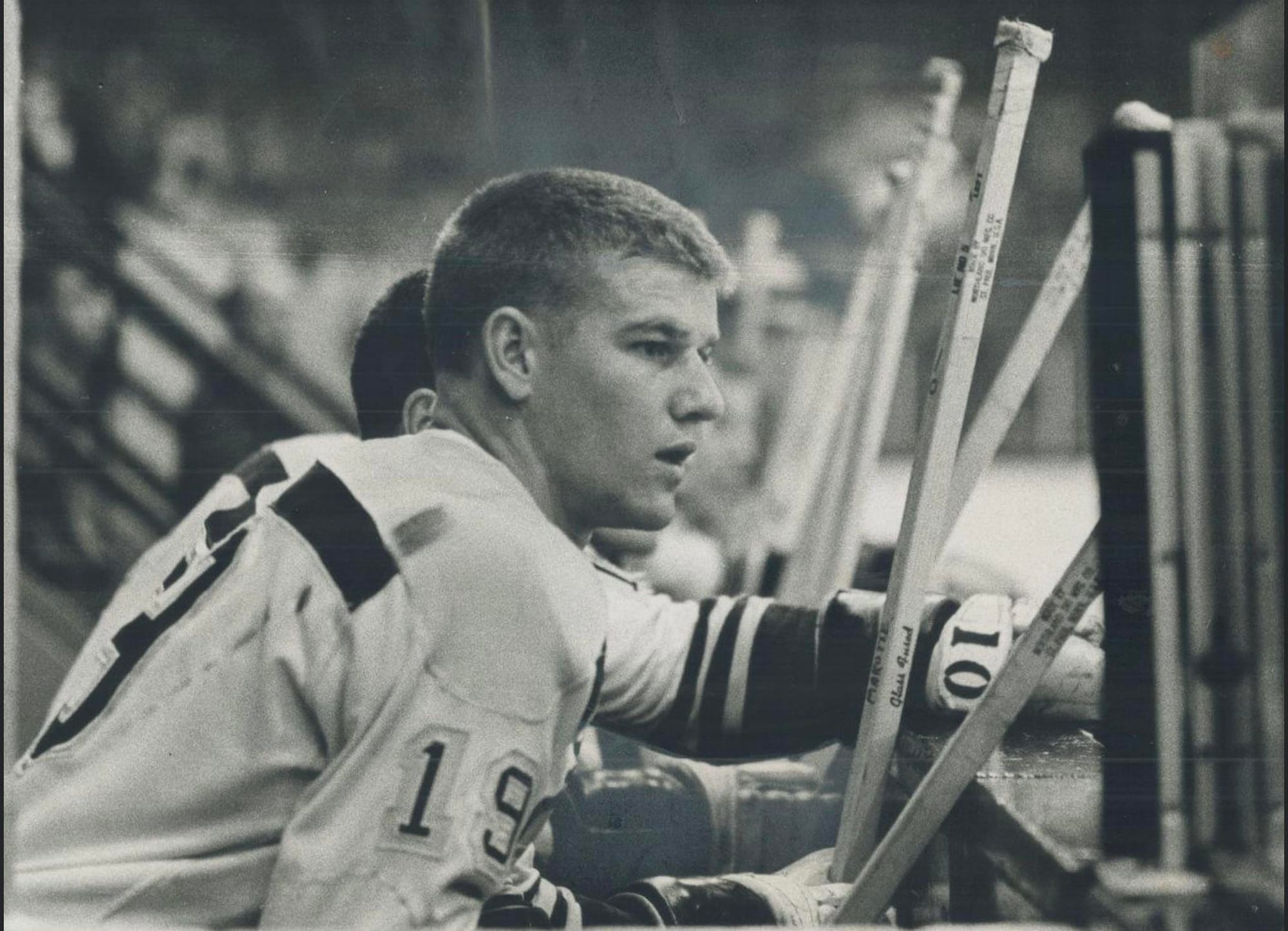 A young Orr on the Bruins bench.