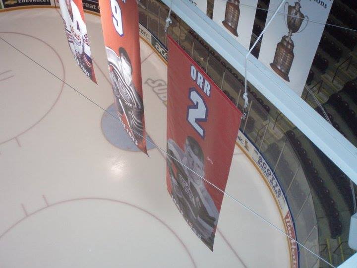 Orr's No. 2, retired by the Oshawa Generals in 2008. (Photo: Djuradj Vujcic, CC BY 2.0, via Wikimedia Commons)