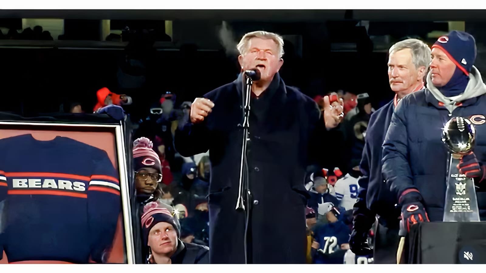 Ditka at Soldier Field the night the Bears retired his No. 89, Dec. 9, 2013.