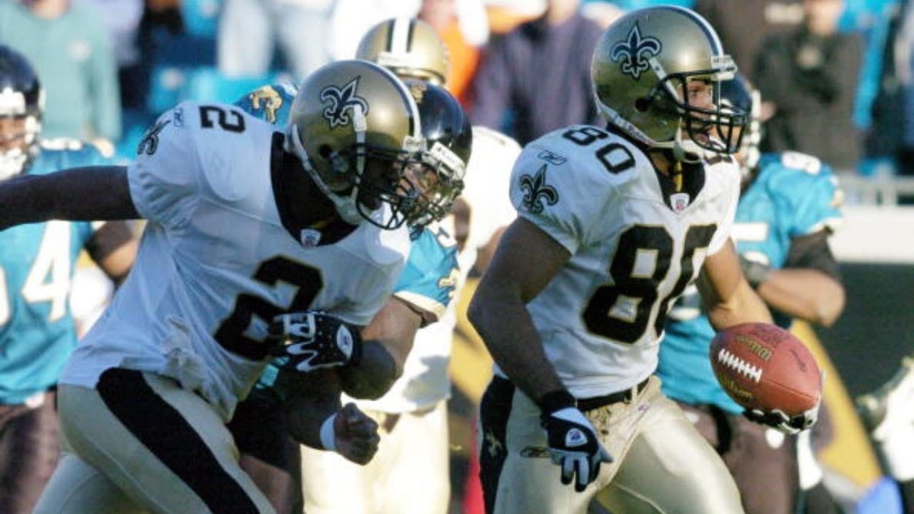 Saints players at Alltel Stadium.