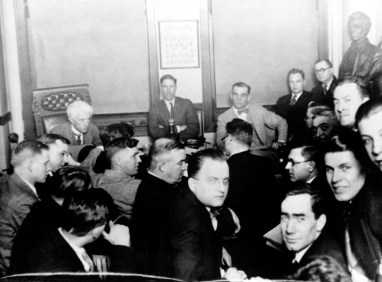 Inside the courtroom at the 1921 Black Sox trial in Chicago.