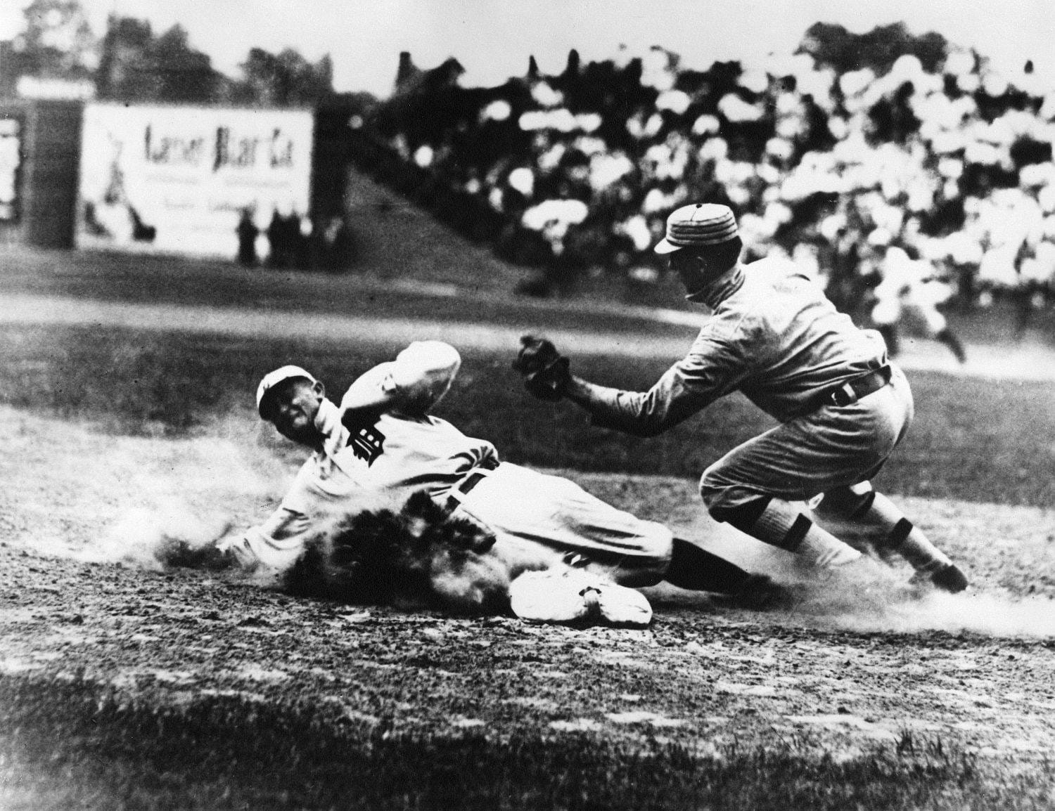 Ty Cobb slides in.