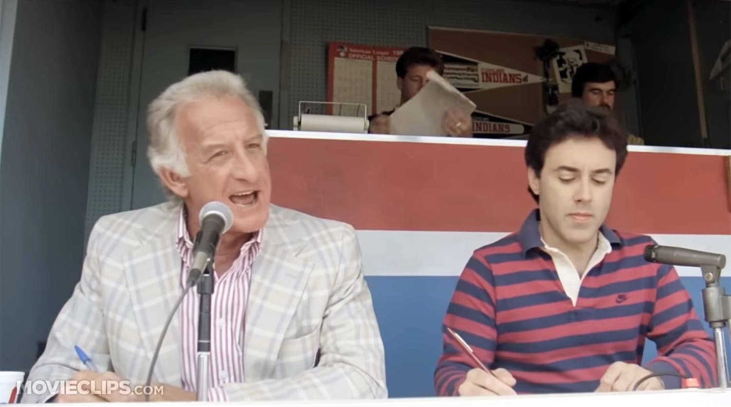 Uecker as Harry Doyle, with Monte the color man.