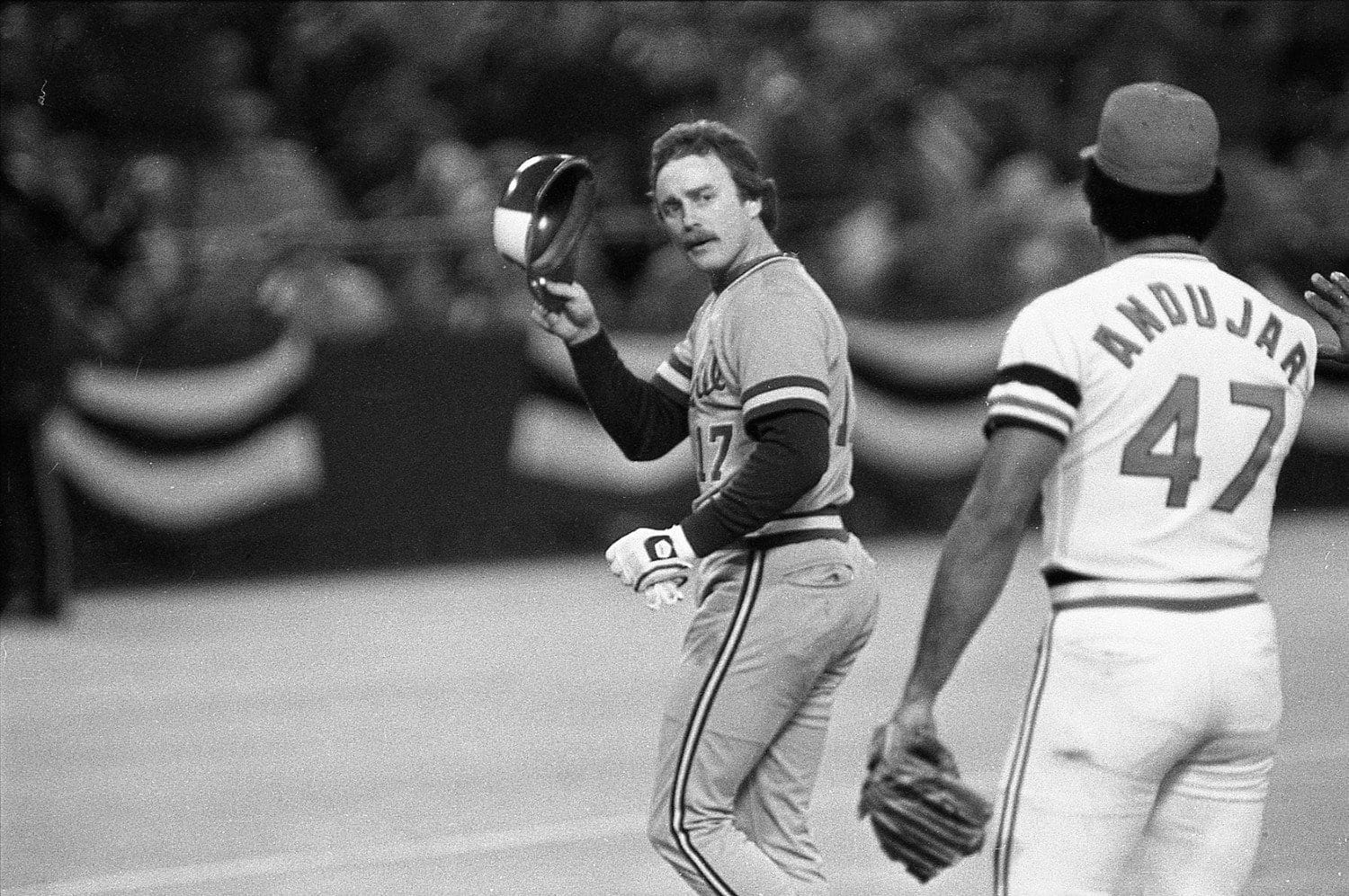 A Brewer and Cardinals pitcher Joaquin Andujar during the 1982 World Series.