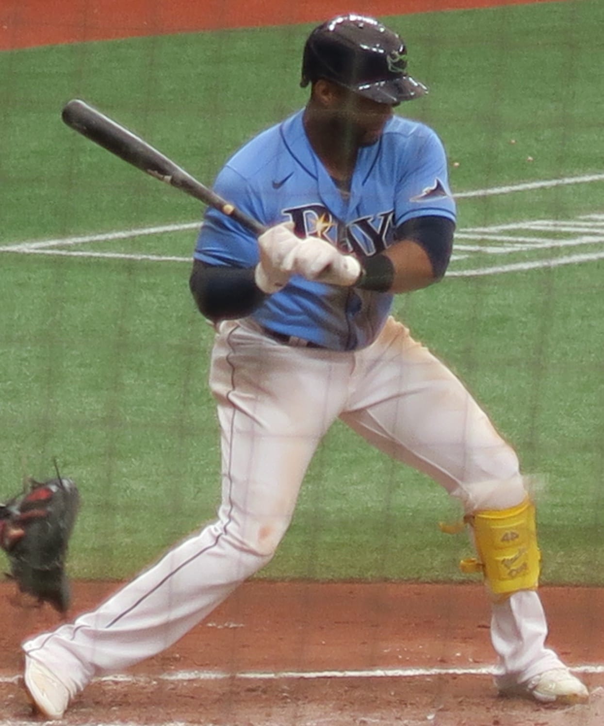 Yandy Díaz, whose 2-run homer in the eighth put Game 6 away. (Photo: Jeff Marquis, CC BY 2.0, via Wikimedia Commons)