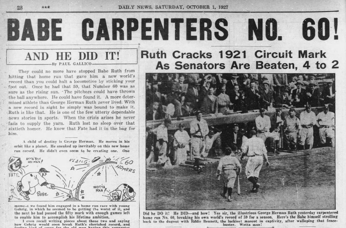 On This Date: Babe Ruth Hits No. 60, and 5 Things You Didn't Know About the 1927 Yankees (Sept. 30, 1927)