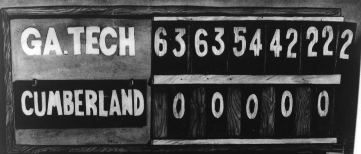 Georgia Tech 222, Cumberland 0 scoreboard
