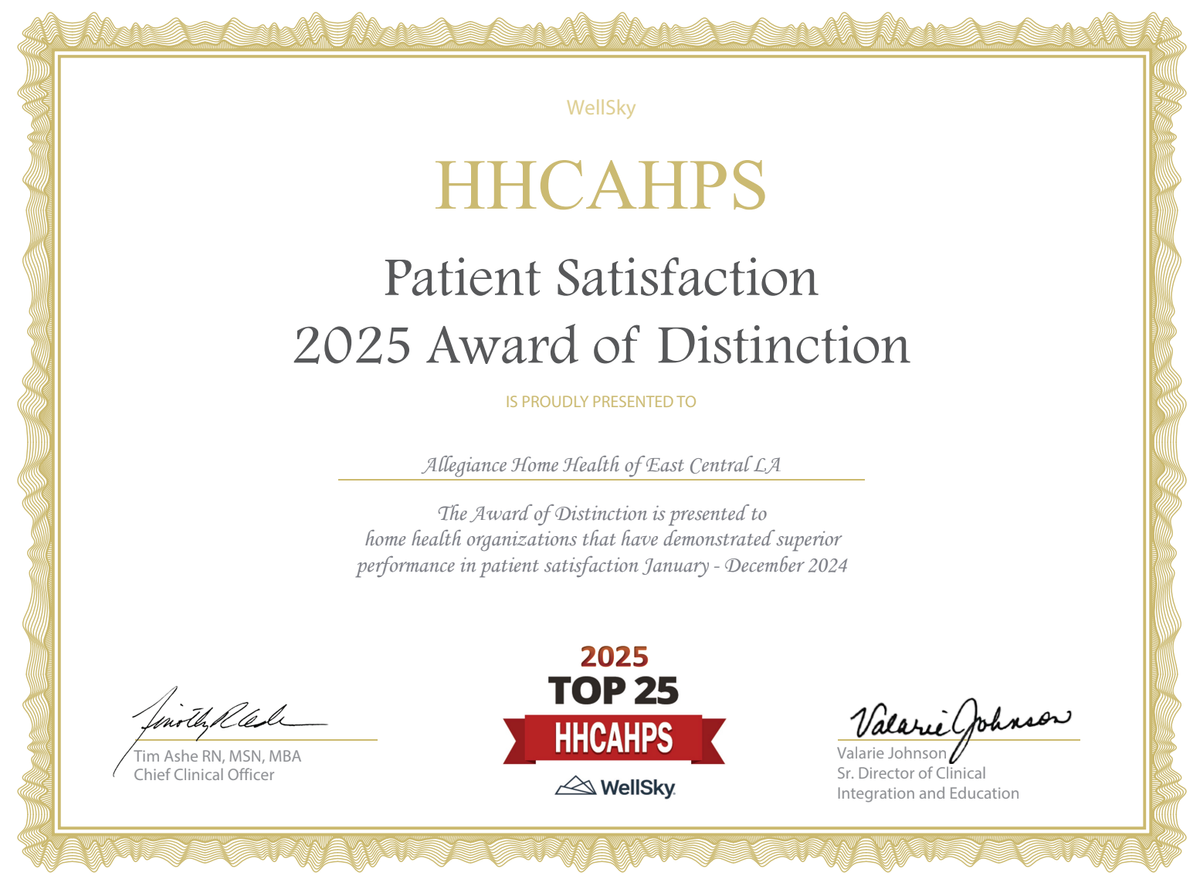 Allegiance Home Health Recognized as One of the Top 25 in Patient Satisfaction!