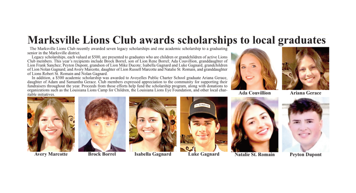 Marksville Lions Club Celebrates Local Graduates with Scholarships!