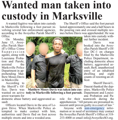 Wanted man taken into custody in Marksville