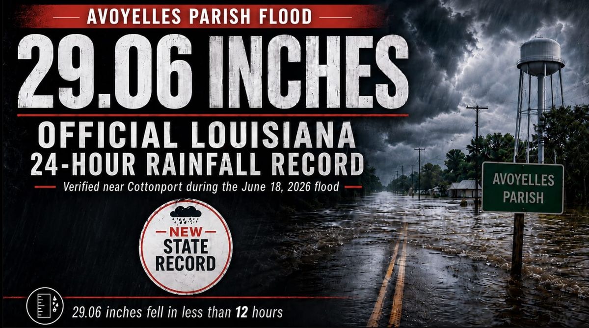 🌧️ Historic Rainfall in Avoyelles Parish: 29.06 Inches in Just 12 Hours!