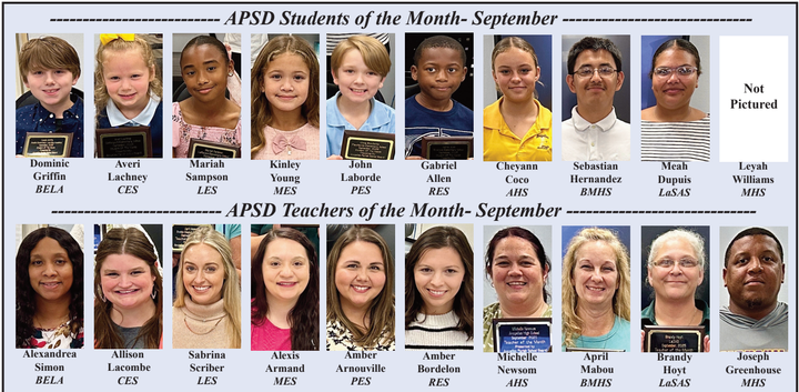 Avoyelles Parish School District honors Students & Teachers of the Month