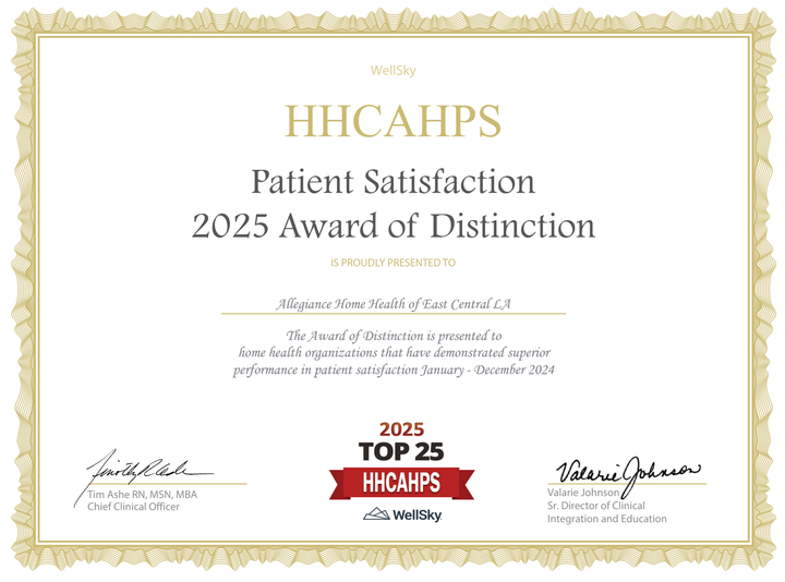Allegiance Home Health Recognized as One of the Top 25 in Patient Satisfaction!