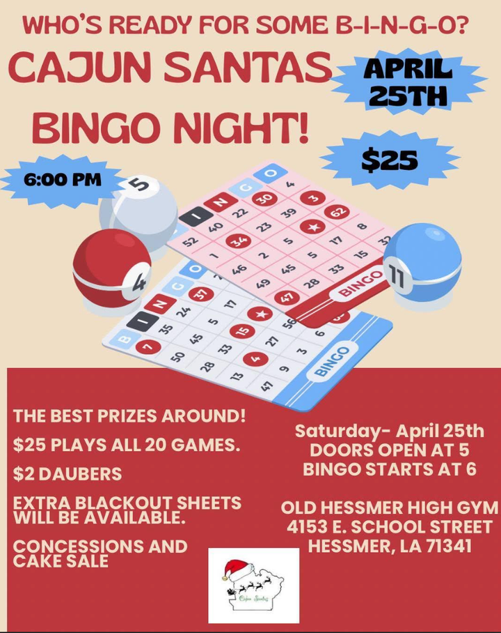Join the Cajun Santas for a Bingo Night!