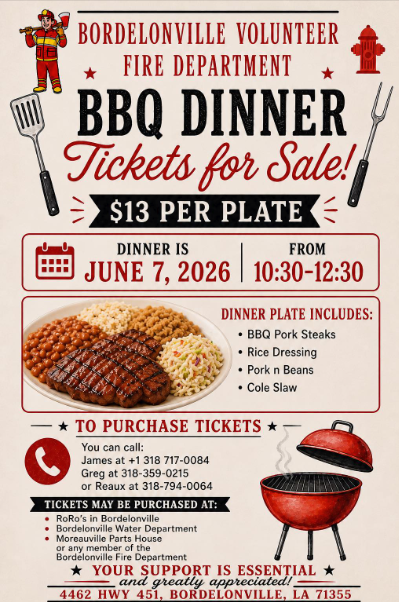 Join Us for the Bordelonville BBQ Fundraiser! 🍖