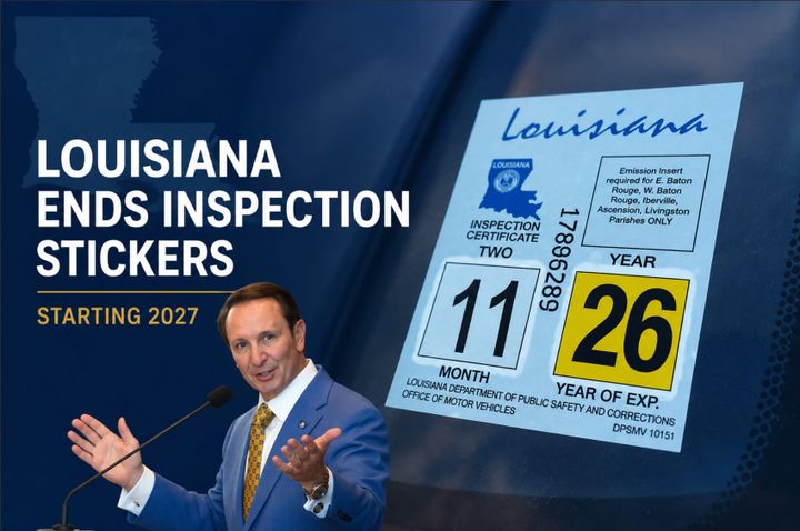 Louisiana Ends Annual Vehicle Inspection Sticker Requirement