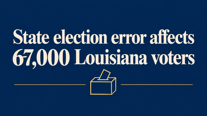 State election error affects 67,000 Louisiana voters