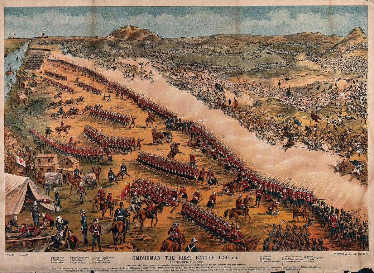Sutherland's illustration of the Battle of Omdurman. Source: https://wellcomecollection.org/works/e486aq3c
