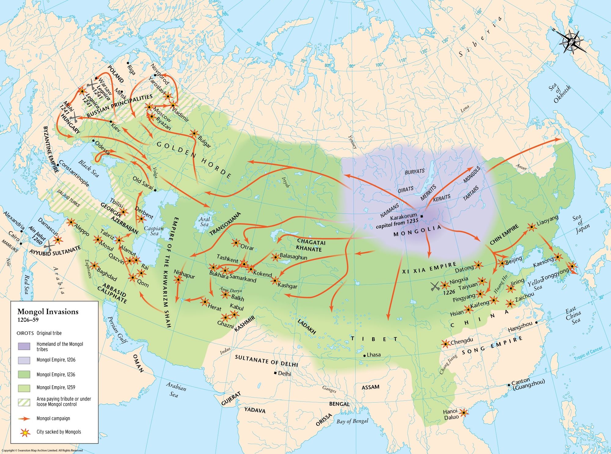The Mongol Conquests. Source: The Map Archive.