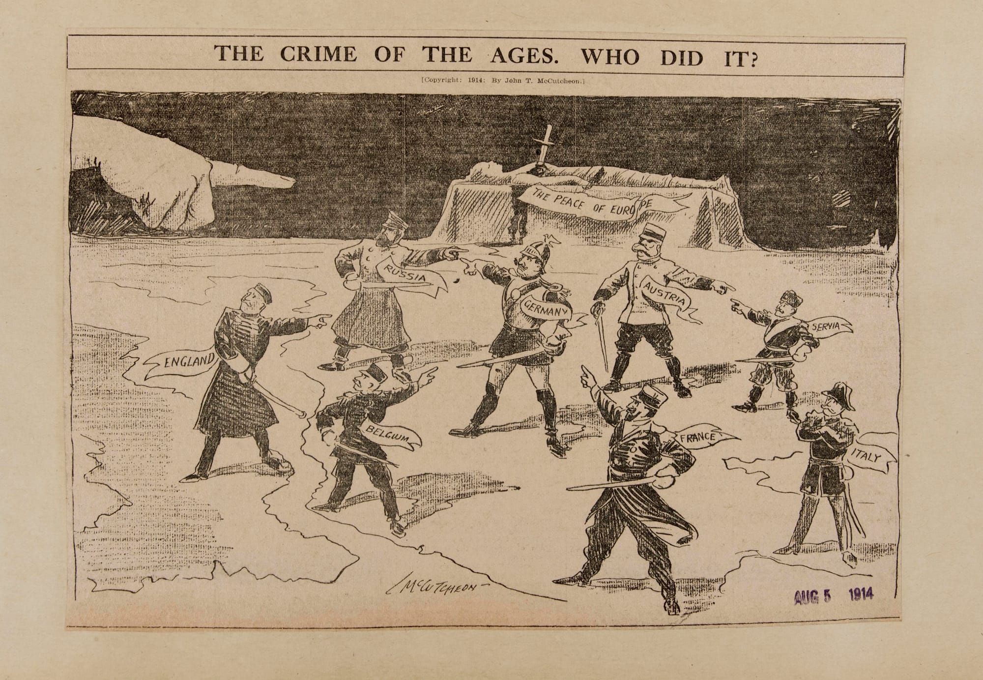 Cartoon in the Chicago Tribune, August 5, 1914. Source: Reddit.