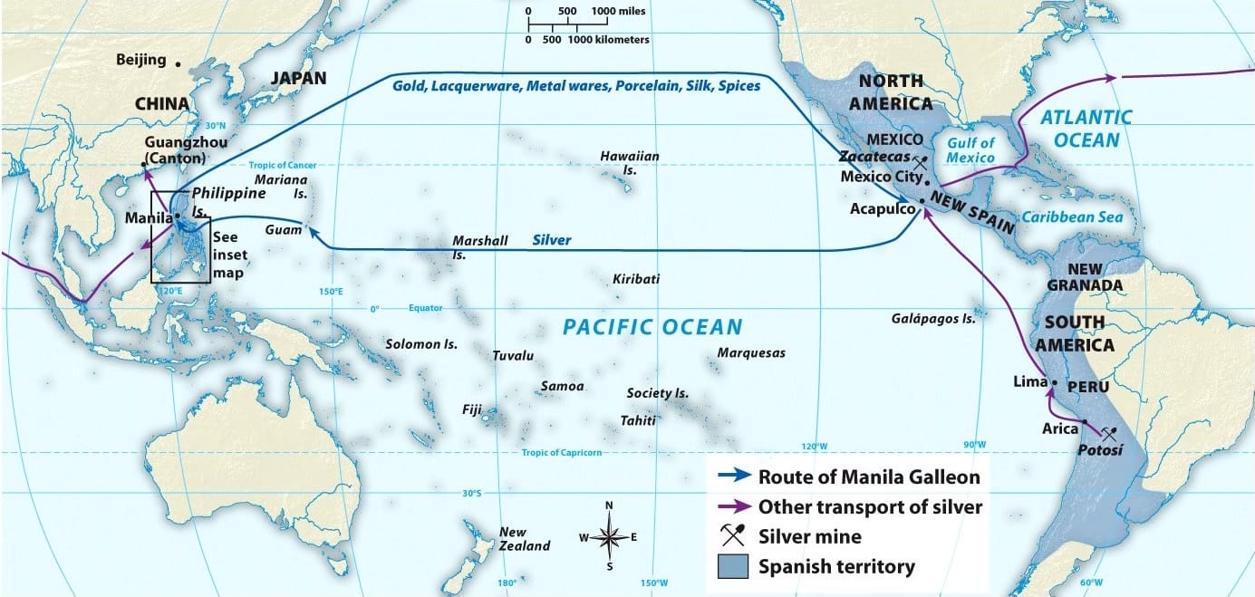 Early modern trans-Pacific trade. Source: A History of World Societies.