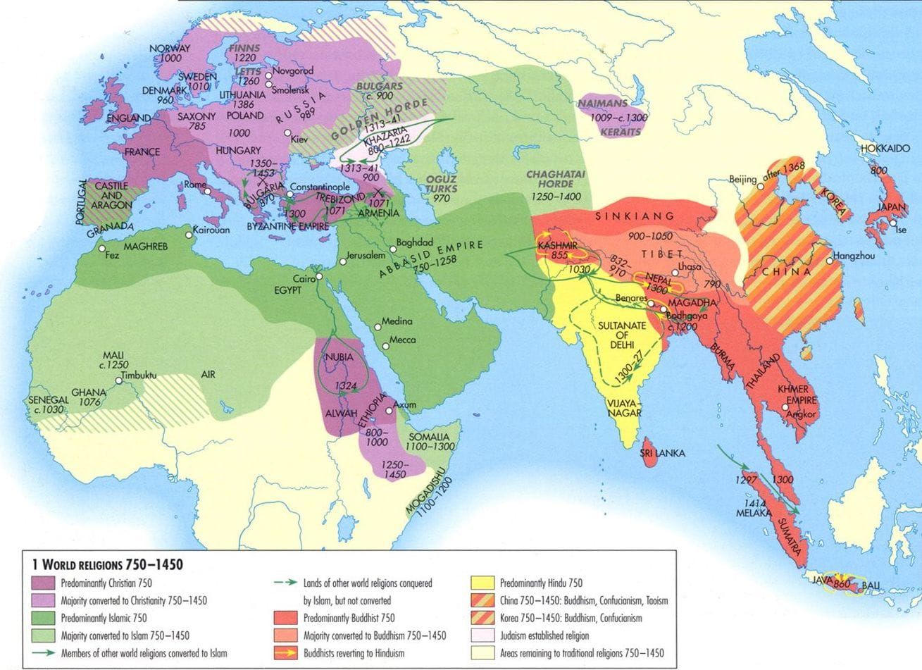 Afroeurasian Exchange Networks and the Spread of Religions before 1450