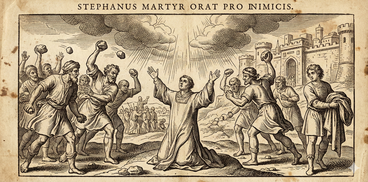 Stephanus Martyr Orat Pro Nimicis – "Stephen the Martyr Prays for His Enemies"