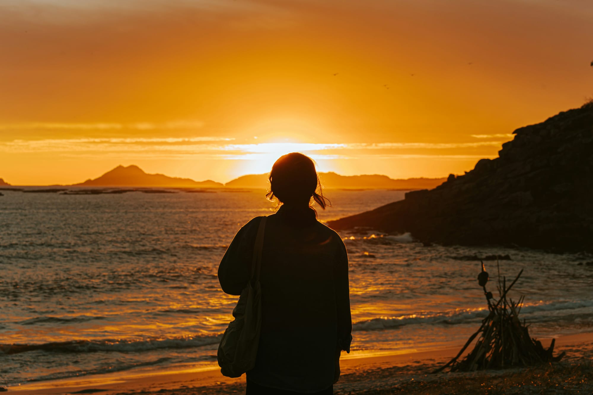 Person standing on the beach at sunset, symbolising the three adaptive phases of HPA axis dysregulation — hyperactivation, exhaustion, and recovery.
