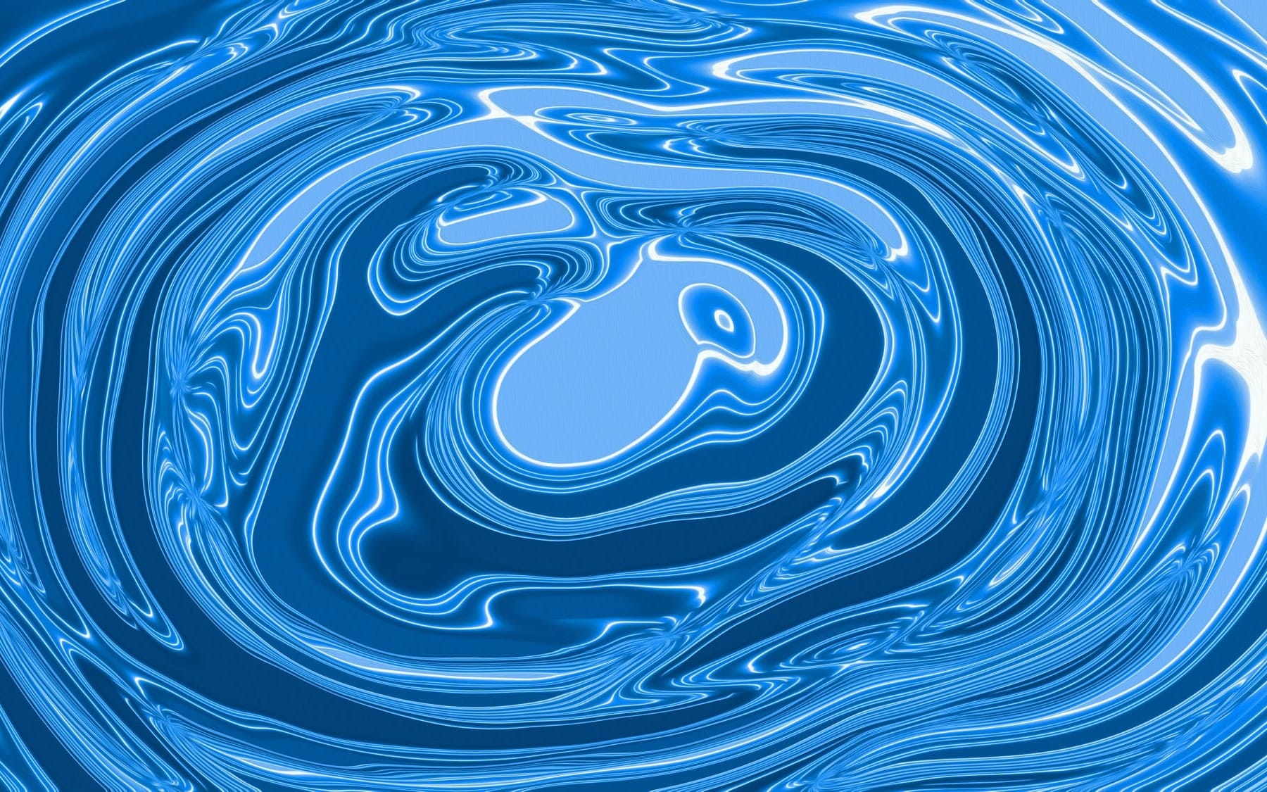 An abstract digital graphic of vibrant blue fluid ripples and concentric wave currents swirling tightly together, symbolizing acoustic pressure flushing away cellular debris and inflammation.